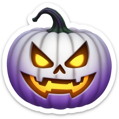 White carved pumpkin glowing purple evil sticker