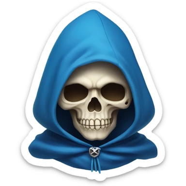 skull wearing blue hood and cloak sticker