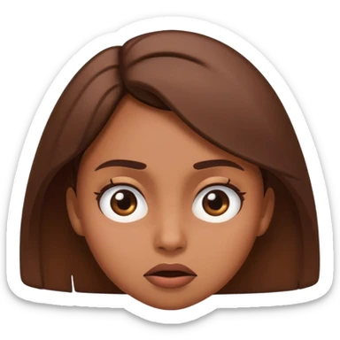 brown-skinned girl emoji rolling her eyes, expressive face, slightly tilted head, annoyed or unimpressed expression, simple and clear cartoon style sticker