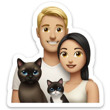 Couple with a siamese and himalayan cat sticker