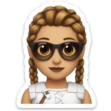 Valkyrie with French braids, brown hair and sunglasses sticker