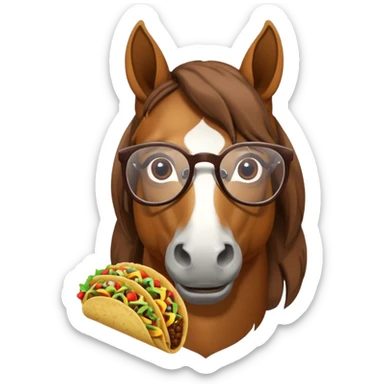 horse holding taco with glasses sticker