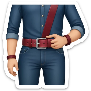 burgundy belt in man’s hand sticker