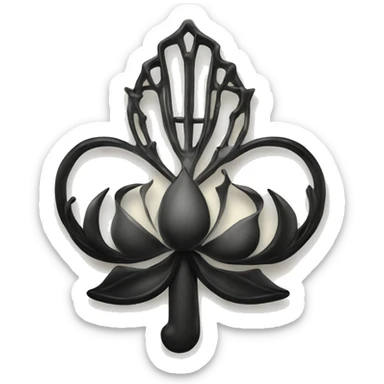 open lotus flower ontop of a skeleton key black sticker