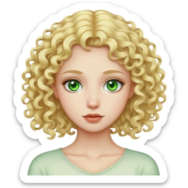 Tall curl blonde girl green eyes pale  sticker