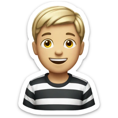 smiling boy in striped shirt sticker