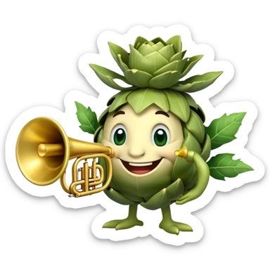 Smiling Artichok with a trumpet sticker