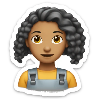 Long hair Mixed girl welding sticker