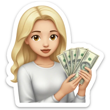Girl with lots of money sticker