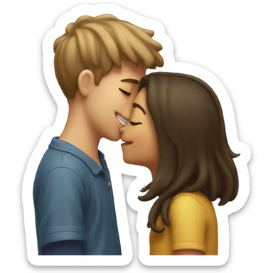 girl kissing boy sticker