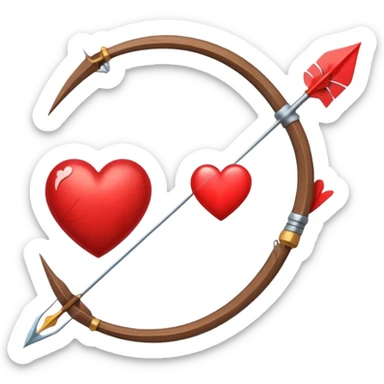 bow and arrow with red heart in the middle sticker
