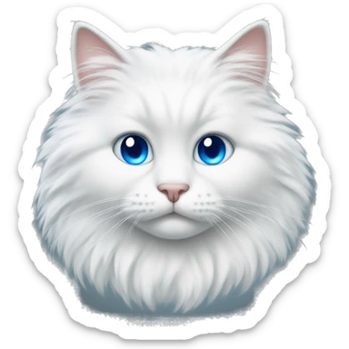 Fluffy white cat with blue eyes  sticker
