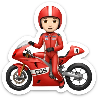 red motorcycle racer with out helmet sticker