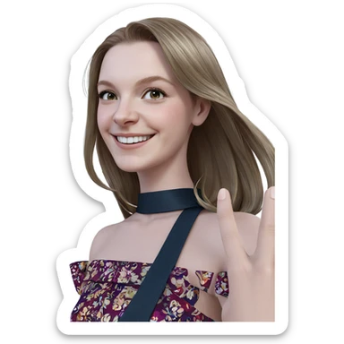 smiling girl in elegant dress sticker