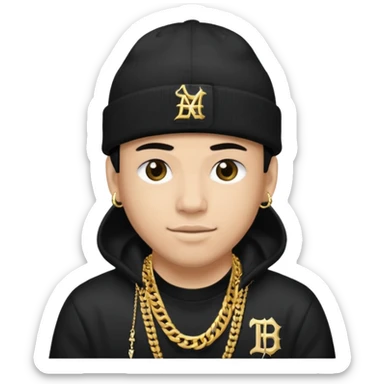 rapper da trắng full đen có mũ len hãng MLB
 sticker