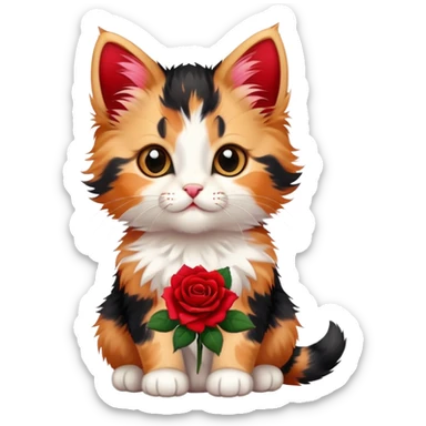 cute kitten, rose sticker