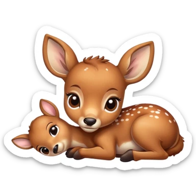 Cute baby deer sick sticker