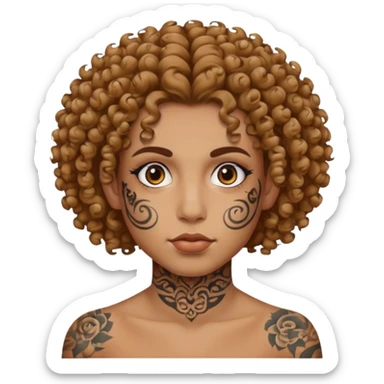 curly haired and heavy face tattoed person with a unique face and style sticker