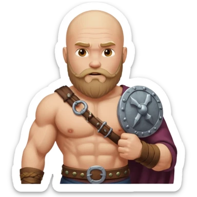 bearded Vikings with bald  with bulky body with Viking outfit sticker