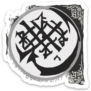 black flag,shows the Seal of Muhammad within a white circle, with the arabic phrase above it, "There is no god but Allah". sticker