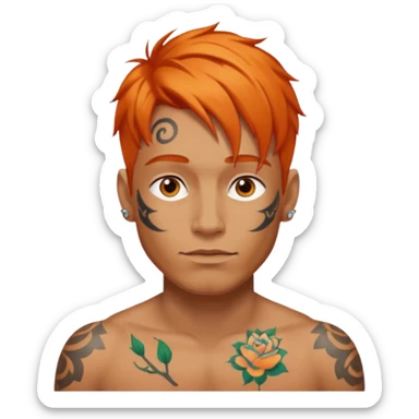 Tattooed man with orange hair sticker