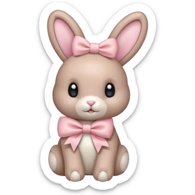 Beige stuffed bunny with light pink bow on right ear  sticker