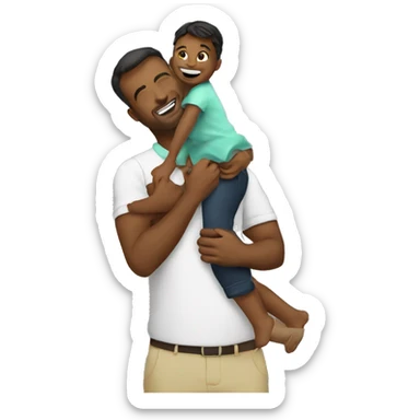 Dad hold babygirl in the air. Black sticker