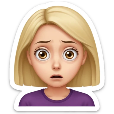 A realistic waist-up portrait of a frightened woman sticker