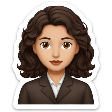 Piel morena con cabello castaño oscuro ondulado sticker