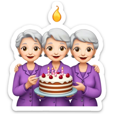 Three old ladies a holding cake each sticker