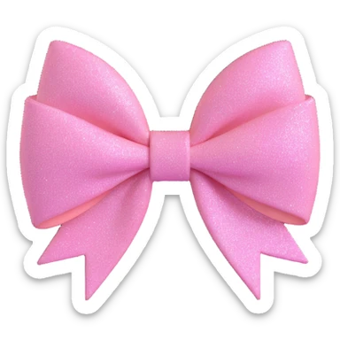 3D emoji style bow, light pink, glittery sparkle effect sticker