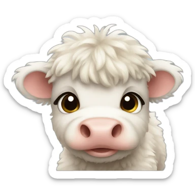 fluffy baby scottish cow sticker