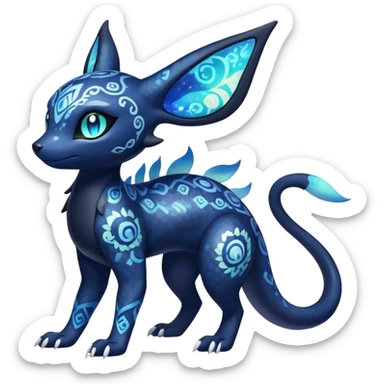 Colorful Iridescent Exotic Nebulae Salandit-Meowstic-Umbreon-Fakémon-hybrid-creature (full body)  sticker
