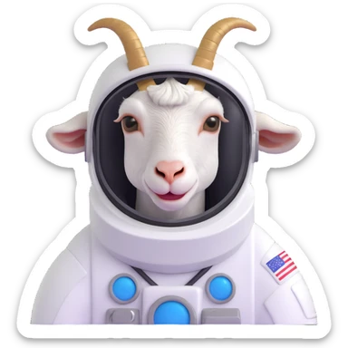 goat astronaut with helmet sticker