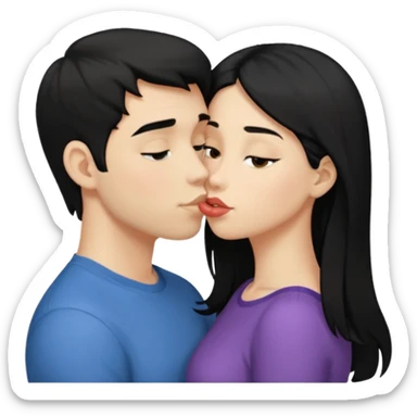 Girl with black hair kiss blonde gut sticker
