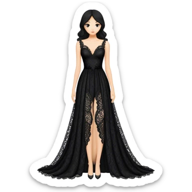Black lace couture gown sticker