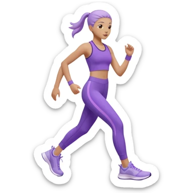 Modern premium 3D emoji icon: faceless gender-neutral person walking (mid-step) in sporty activewear, smooth rounded shapes, matte + subtle gloss, top-left studio light, soft shadow, faint motion trail. Purple outfit with lavender accent (no navy). Centered, transparent background, no text sticker