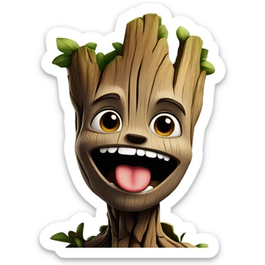 groot with his tounge out being silly sticker