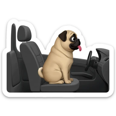 a pug sticking its tongue out in a car sticker