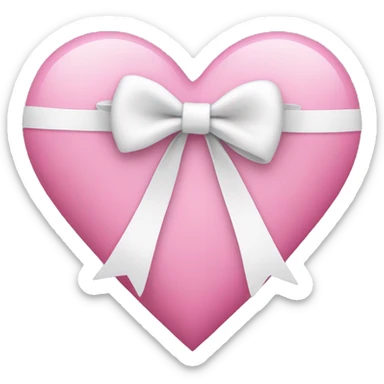 Heart in pink with white bow sticker