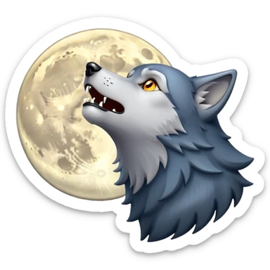 Wolf howling at moon sticker