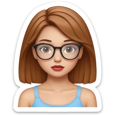 Hafif kahverengi saçlı, beyaz tenli, gözlüklü, crop giyinen ,dolgun dudaklı,makyajlı bir kiz sticker