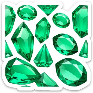 Cinematic Realistic Emerald Emoji, Deep and lush, with a vibrant green hue that catches light, creating a brilliant, sparkling effect across its polished surface. The facets of the gem catch the light in rich, deep reflections, radiating a sense of luxury and nature. Soft glowing outline, capturing the essence of natural beauty and timeless elegance in a vivid emerald. sticker