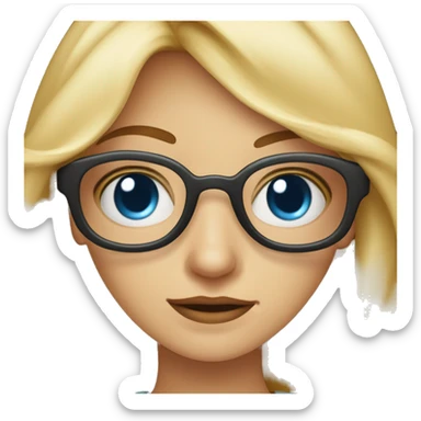 Frau mit blondes kurzes Haar mit blaue Augen mit Sommersprosse und braune Brille sticker