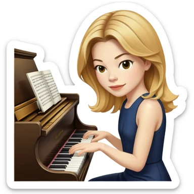 Michelle Monaghan with honey blonde hair playing piano sticker