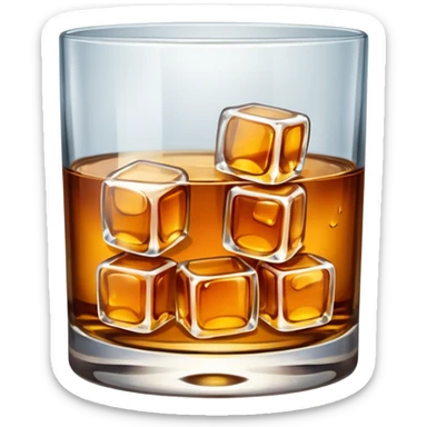 a glass of whiskey with ice sticker