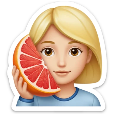 Grapefruit with fingers inside sticker