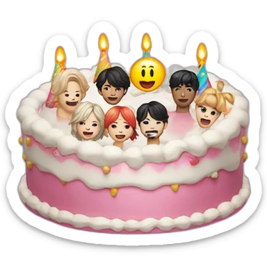 A birthday cake and the k-pop group BTS sticker