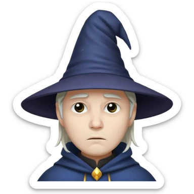 Sad face, wizard hat, dark style sticker