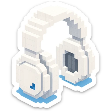 white Sony headphones, chunky and bold sticker